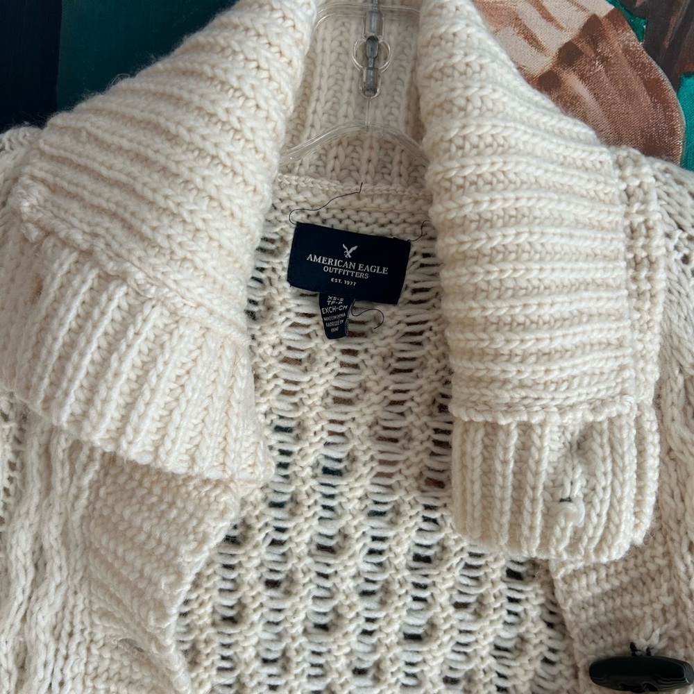 American Eagle Outfitters Cream Cable Knit Cardigan Sweater - Picture 8 of 14